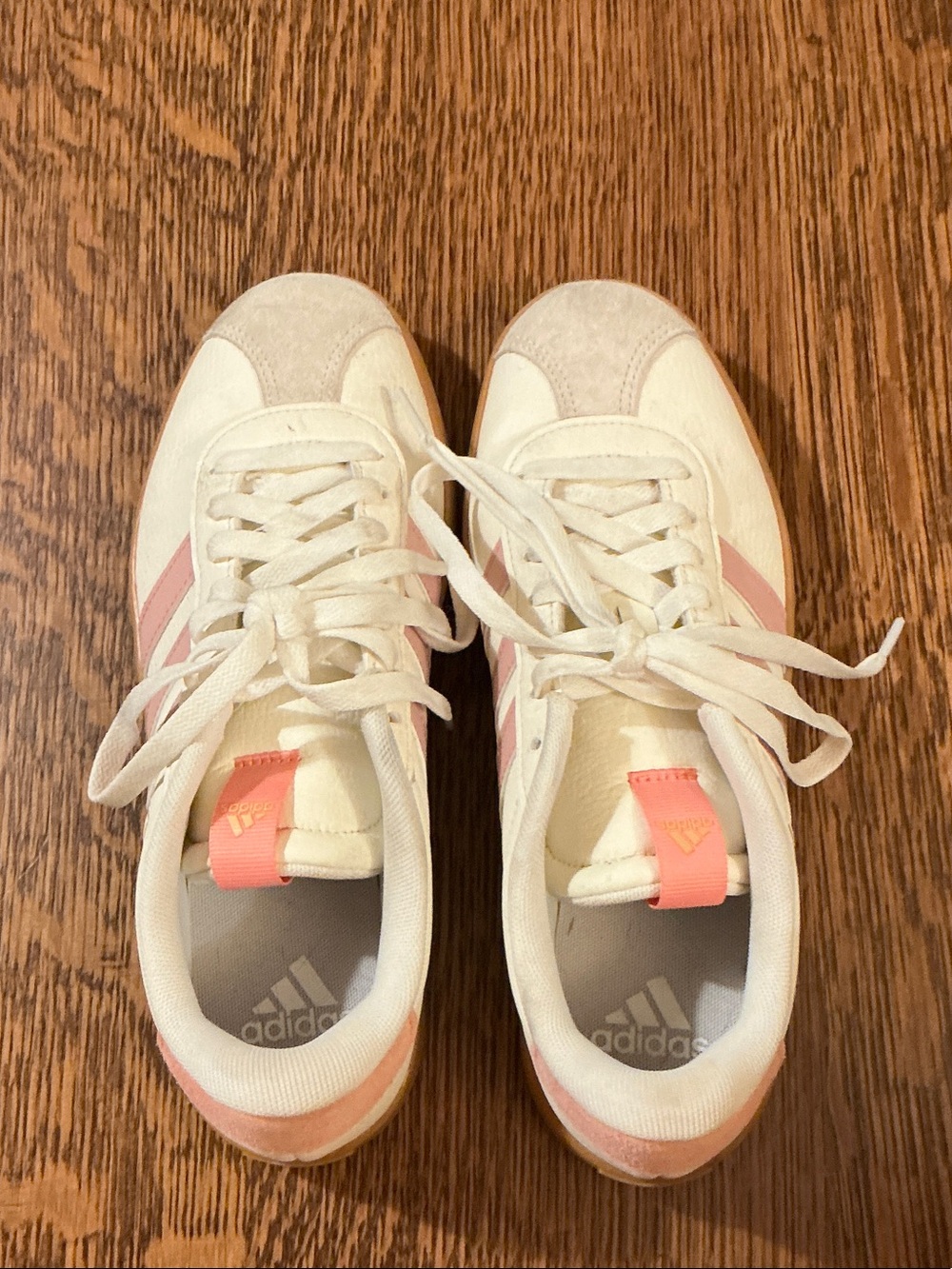 adidas Women’s Cream and Pink Retro Sneakers